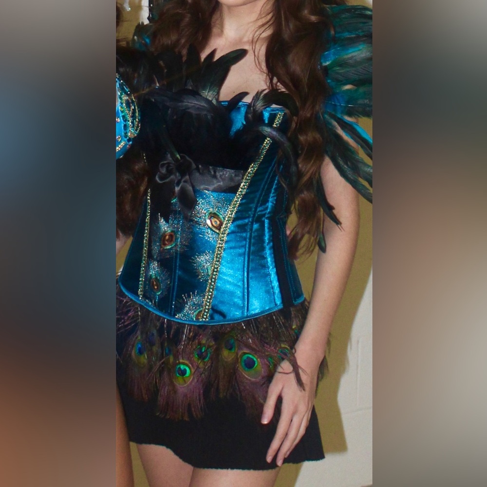 Peacock Feather Blue Corset Halloween Costume
